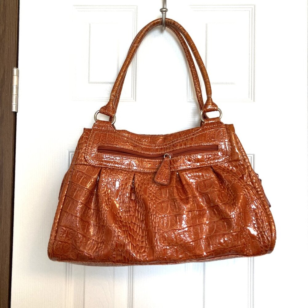 New Directions Orange Alligator Skin Satchel / Purse